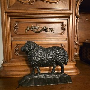 Antique Vintage Ram / Sheep Solid Cast Iron Doorstop